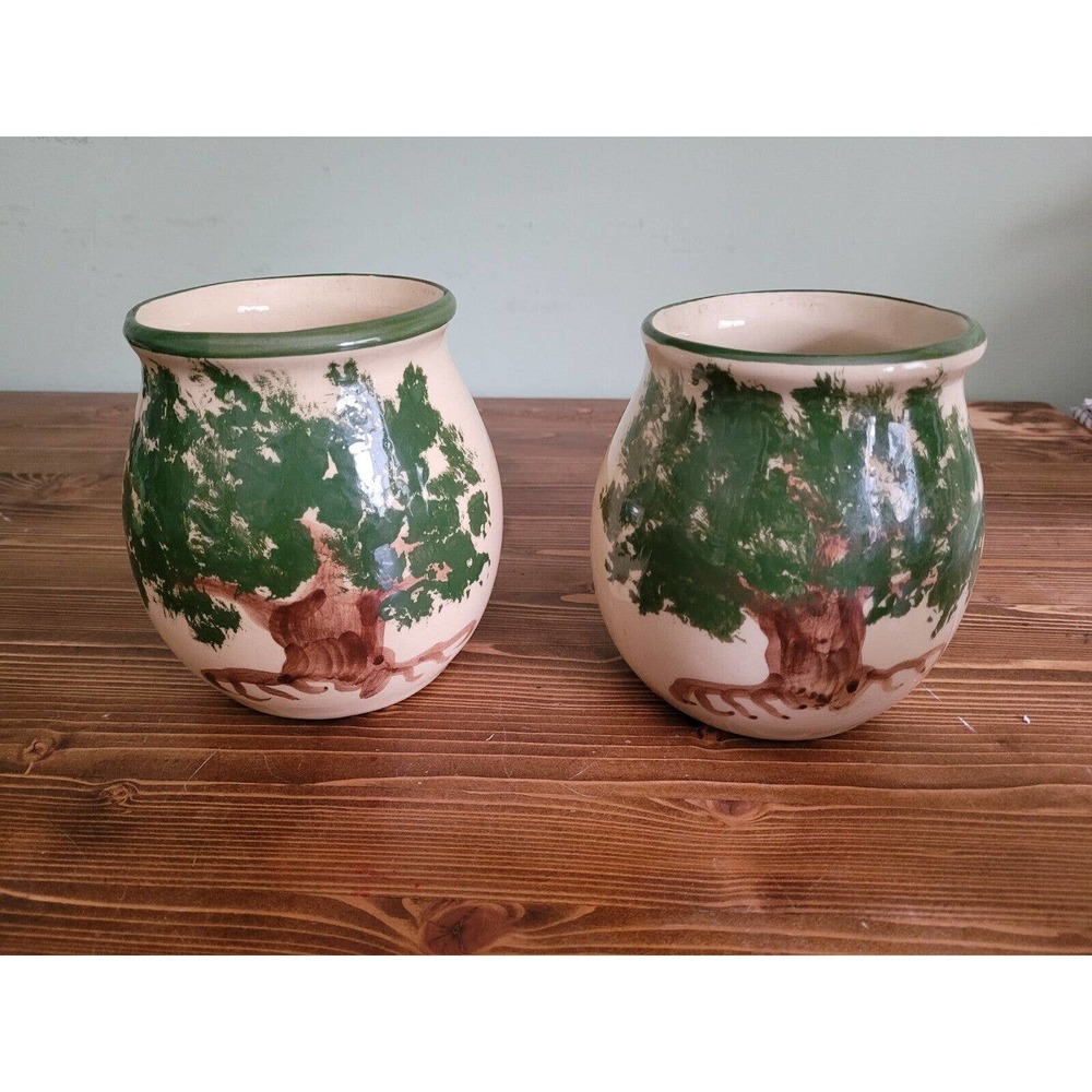 Alpine Pottery Roseville Ohio 1997 Tree crock numbered pair